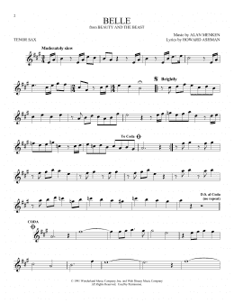 page one of Belle (from Beauty And The Beast) (Tenor Sax Solo)