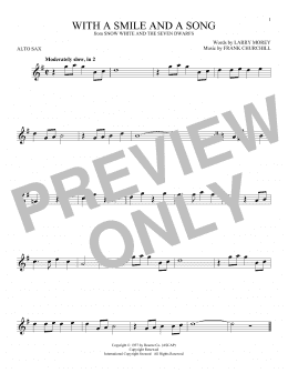 page one of With A Smile And A Song (from Snow White And The Seven Dwarfs) (Alto Sax Solo)