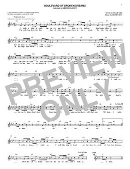 page one of Boulevard Of Broken Dreams (Lead Sheet / Fake Book)