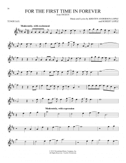 page one of For The First Time In Forever (from Frozen) (Tenor Sax Solo)