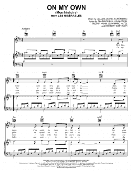 page one of On My Own (from Les Miserables) (Piano, Vocal & Guitar Chords (Right-Hand Melody))