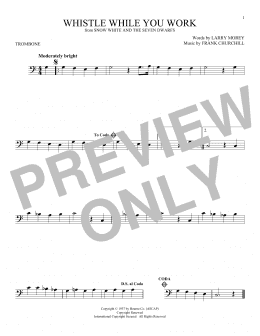 page one of Whistle While You Work (from Snow White And The Seven Dwarfs) (Trombone Solo)