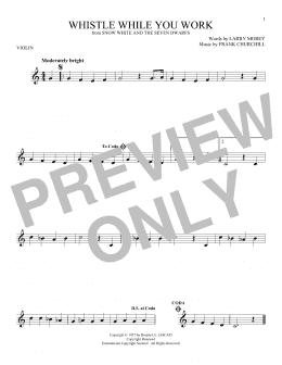 page one of Whistle While You Work (from Snow White And The Seven Dwarfs) (Violin Solo)