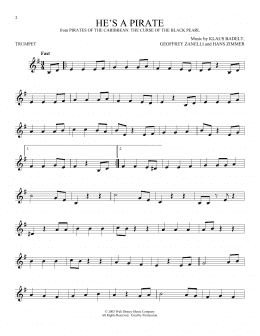 page one of He's A Pirate (from Pirates Of The Caribbean: The Curse of the Black Pearl) (Trumpet Solo)