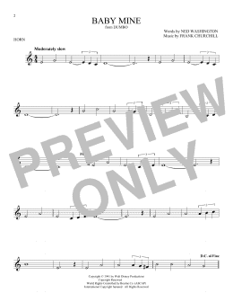 page one of Baby Mine (from Dumbo) (French Horn Solo)