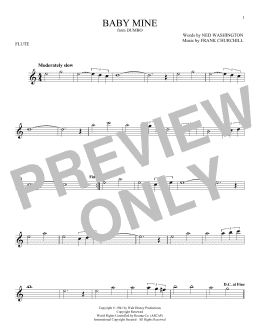 page one of Baby Mine (from Dumbo) (Flute Solo)