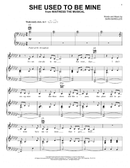 page one of She Used To Be Mine (from Waitress The Musical) (Piano, Vocal & Guitar Chords (Right-Hand Melody))