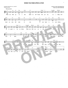 page one of When You Wish Upon A Star (from Pinocchio) (Lead Sheet / Fake Book)