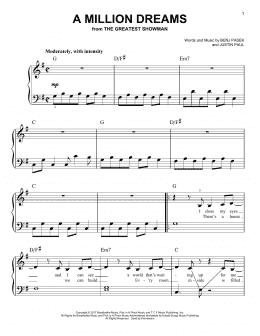 page one of A Million Dreams (from The Greatest Showman) (Easy Piano)