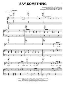 page one of Say Something (feat. Chris Stapleton) (Piano, Vocal & Guitar Chords (Right-Hand Melody))