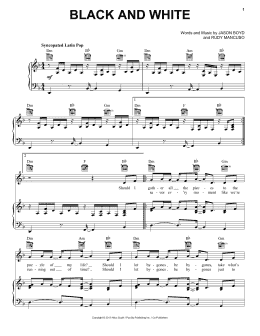 page one of Black And White (Piano, Vocal & Guitar Chords (Right-Hand Melody))