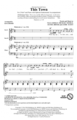 page one of This Town (2-Part Choir)