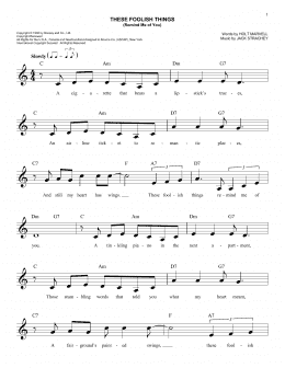 page one of These Foolish Things (Remind Me Of You) (Easy Lead Sheet / Fake Book)