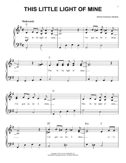 page one of This Little Light Of Mine (Very Easy Piano)