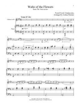 page one of Waltz Of The Flowers (Clarinet and Piano)