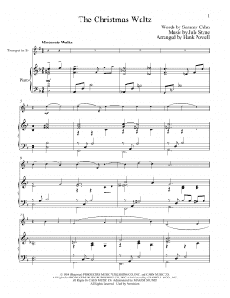 page one of The Christmas Waltz (Trumpet and Piano)