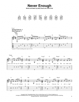 page one of Never Enough (from The Greatest Showman) (Easy Guitar Tab)