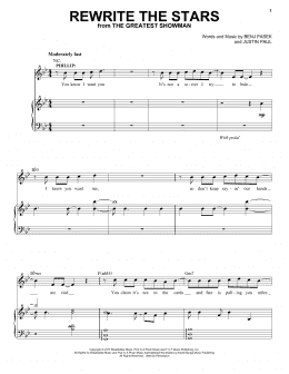 page one of Rewrite The Stars (from The Greatest Showman) (Piano & Vocal)