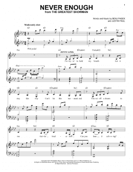 page one of Never Enough (Piano & Vocal)