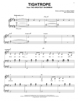 page one of Tightrope (from The Greatest Showman) (Piano & Vocal)