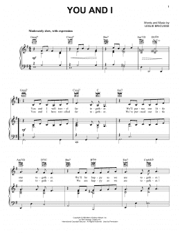 page one of You And I (Piano, Vocal & Guitar Chords (Right-Hand Melody))