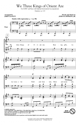 page one of We Three Kings Of Orient Are (SATB Choir)