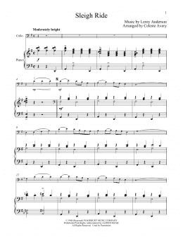 page one of Sleigh Ride (Cello and Piano)