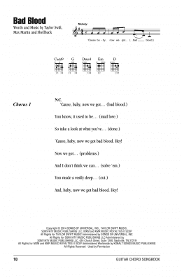 page one of Bad Blood (Guitar Chords/Lyrics)