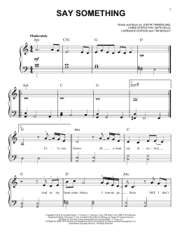 page one of Say Something (feat. Chris Stapleton) (Easy Piano)