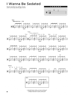 page one of I Wanna Be Sedated (Drum Chart)