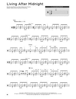 page one of Living After Midnight (Drum Chart)