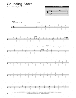 page one of Counting Stars (Drum Chart)