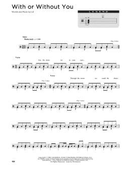 page one of With Or Without You (Drum Chart)