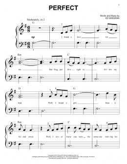 page one of Perfect (Big Note Piano)