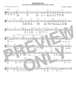 page one of I Believe In You (Lead Sheet / Fake Book)