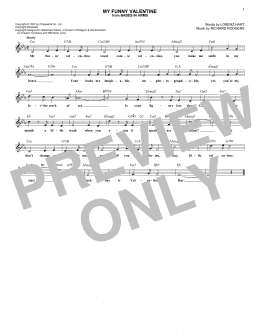 page one of My Funny Valentine (Lead Sheet / Fake Book)