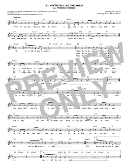 page one of I'll Never Fall In Love Again (Lead Sheet / Fake Book)