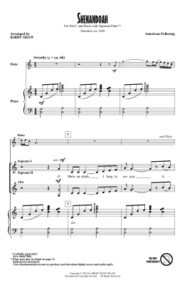 page one of Shenandoah (SSA Choir)