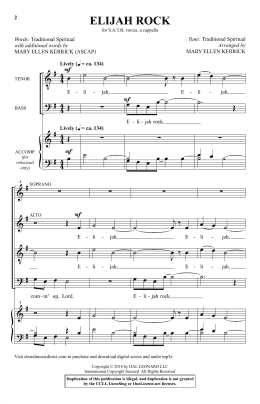 page one of Elijah Rock (SATB Choir)