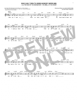 page one of Who Can I Turn To (When Nobody Needs Me) (Lead Sheet / Fake Book)