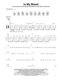 page one of In My Blood (Guitar Cheat Sheet)