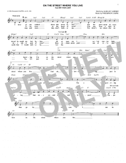 page one of On The Street Where You Live (Lead Sheet / Fake Book)