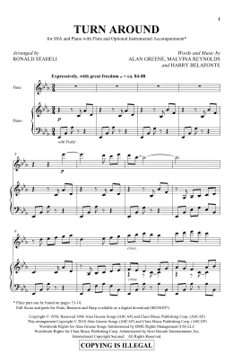 page one of Turn Around (SSA Choir)