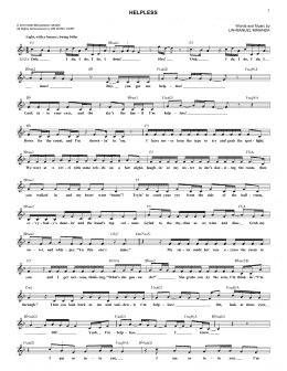 page one of Helpless (from Hamilton) (Lead Sheet / Fake Book)