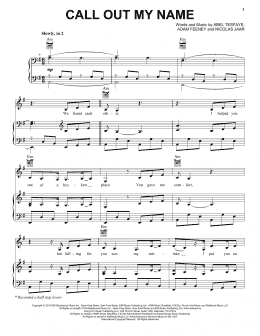 page one of Call Out My Name (Piano, Vocal & Guitar Chords (Right-Hand Melody))