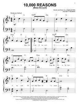 page one of 10,000 Reasons (Bless The Lord) (Big Note Piano)