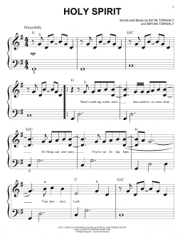 page one of Holy Spirit (Big Note Piano)