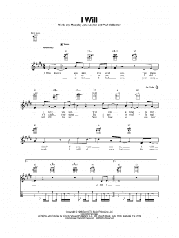 page one of I Will (Baritone Ukulele)