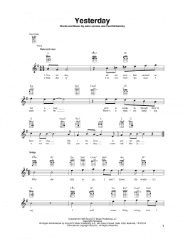 page one of Yesterday (Baritone Ukulele)