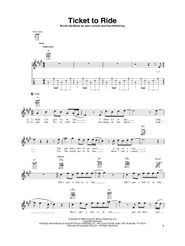 page one of Ticket To Ride (Baritone Ukulele)